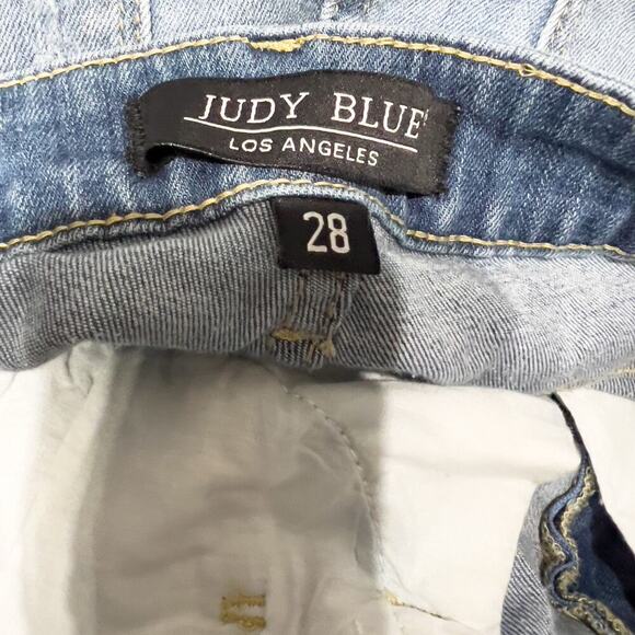 Judy Blue Denim Jeans 28 Skinny Distressed Light Wash Stretch Holes Faded - Picture 9 of 9